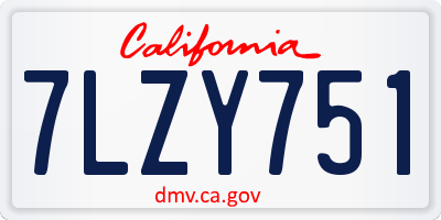 CA license plate 7LZY751