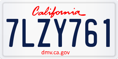 CA license plate 7LZY761