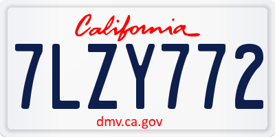 CA license plate 7LZY772