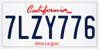 CA license plate 7LZY776