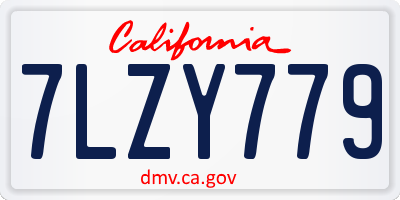 CA license plate 7LZY779
