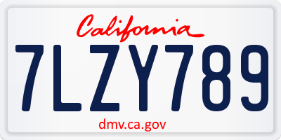 CA license plate 7LZY789
