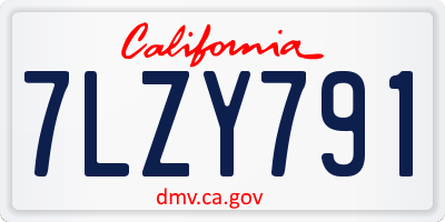CA license plate 7LZY791