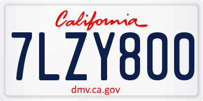 CA license plate 7LZY800