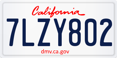 CA license plate 7LZY802
