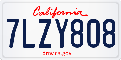 CA license plate 7LZY808