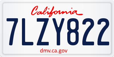 CA license plate 7LZY822