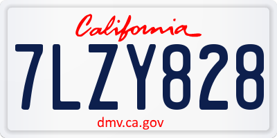 CA license plate 7LZY828