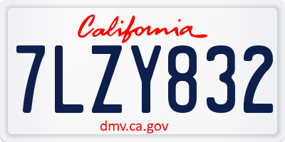CA license plate 7LZY832