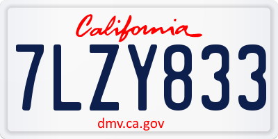 CA license plate 7LZY833