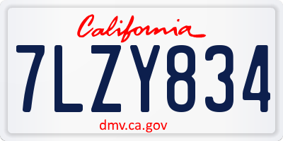 CA license plate 7LZY834
