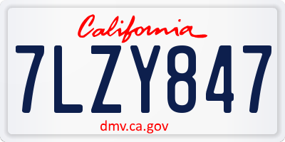 CA license plate 7LZY847