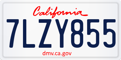 CA license plate 7LZY855