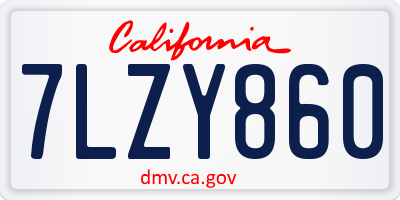CA license plate 7LZY860