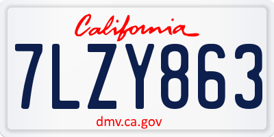 CA license plate 7LZY863