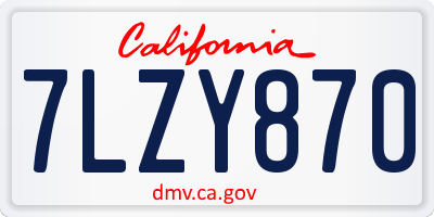 CA license plate 7LZY870