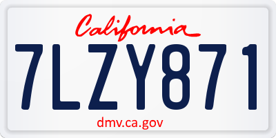 CA license plate 7LZY871