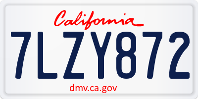 CA license plate 7LZY872