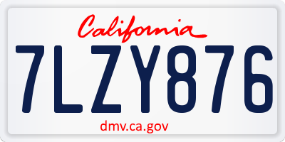 CA license plate 7LZY876
