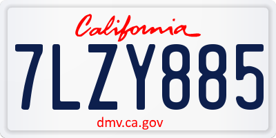 CA license plate 7LZY885