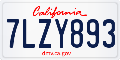 CA license plate 7LZY893