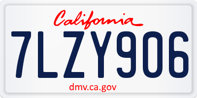 CA license plate 7LZY906