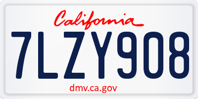 CA license plate 7LZY908