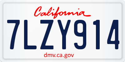 CA license plate 7LZY914