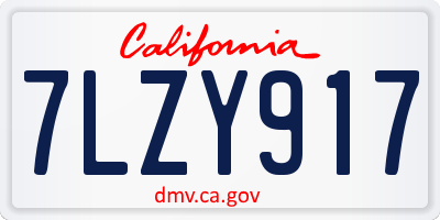 CA license plate 7LZY917