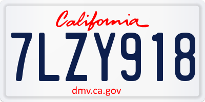 CA license plate 7LZY918