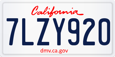 CA license plate 7LZY920