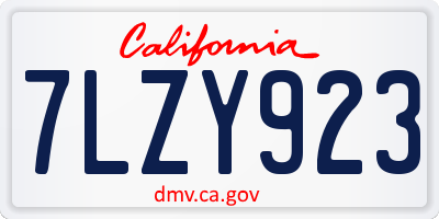 CA license plate 7LZY923