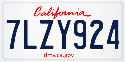 CA license plate 7LZY924