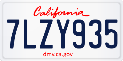 CA license plate 7LZY935