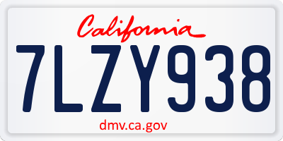 CA license plate 7LZY938