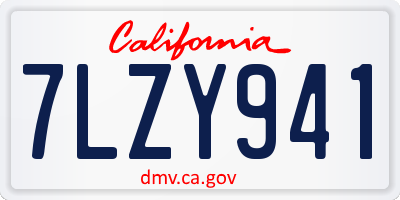 CA license plate 7LZY941