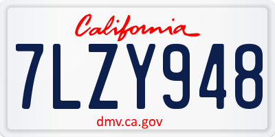 CA license plate 7LZY948