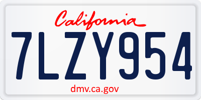 CA license plate 7LZY954