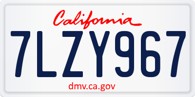CA license plate 7LZY967