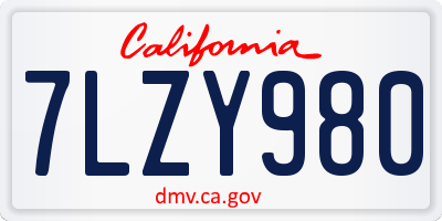 CA license plate 7LZY980