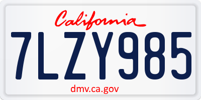 CA license plate 7LZY985