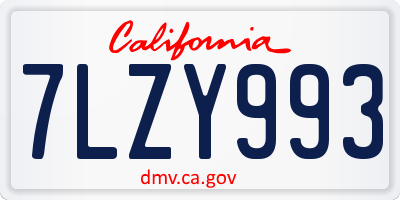 CA license plate 7LZY993