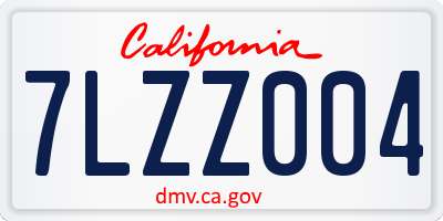 CA license plate 7LZZ004