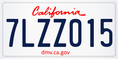CA license plate 7LZZ015