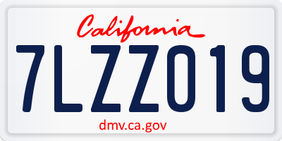 CA license plate 7LZZ019