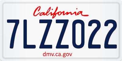 CA license plate 7LZZ022