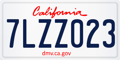 CA license plate 7LZZ023