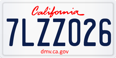 CA license plate 7LZZ026