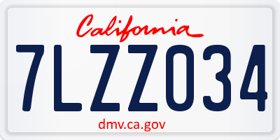 CA license plate 7LZZ034