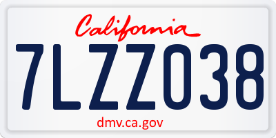 CA license plate 7LZZ038
